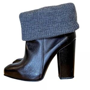Rachel Comey Leather Knit Cuffed Women’s Brown & Grey Ankle Boots Size 5